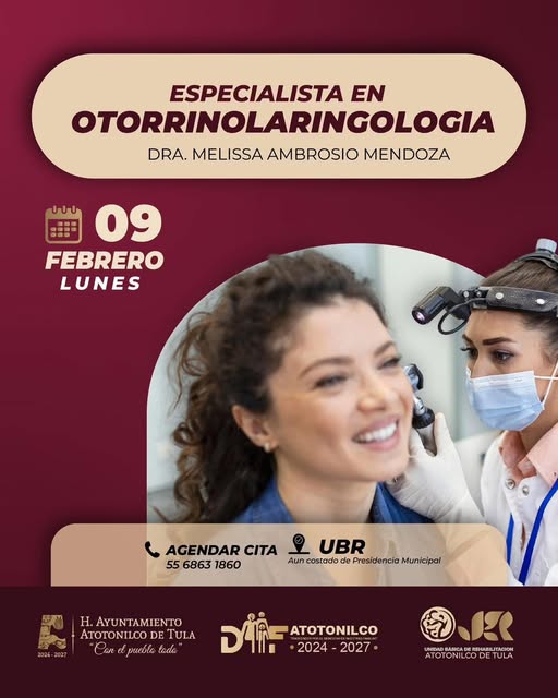 Especialista en Otorrinolaringología ofrecerá consultas en Atotonilco de Tula