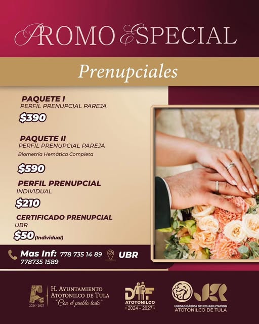 Paquetes prenupciales a bajo costo en la UBR de Atotonilco de Tula