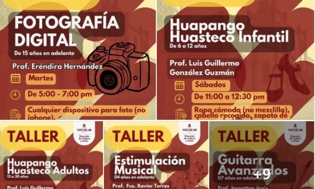 El gobierno municipal de Tepeji invita a conocer los talleres de iniciación que se imparten en el Centro Cultural Tepeji.