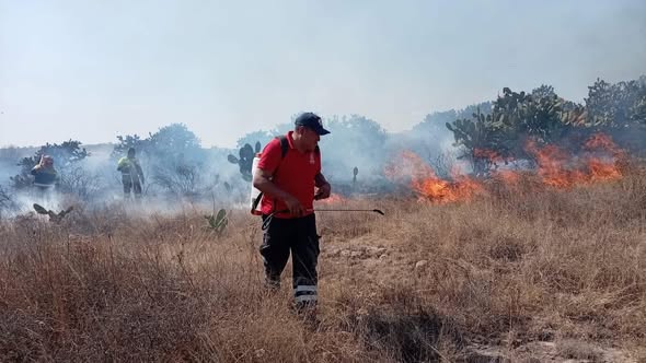 Bomberos de Tepeji sofocan incendio de pastizales
