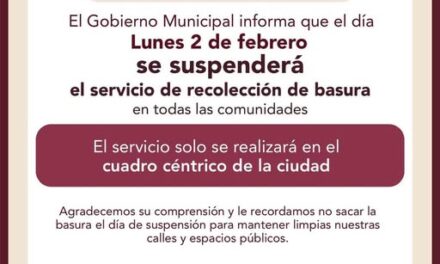 Suspenderán servicio de recolección de residuos solidos urbanos por día festivo en Tepeji