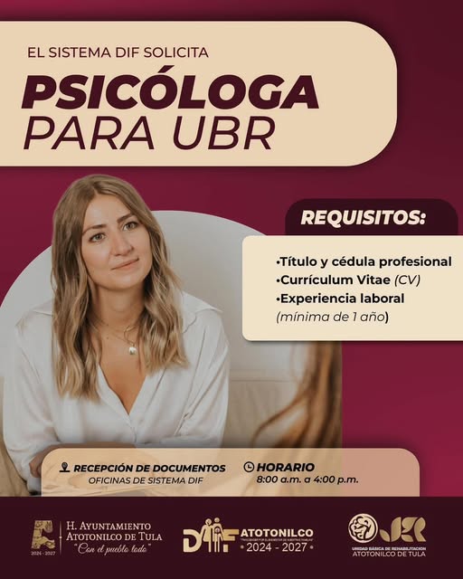 Únete al equipo de atención de la UBR de Atotonilco de Tula