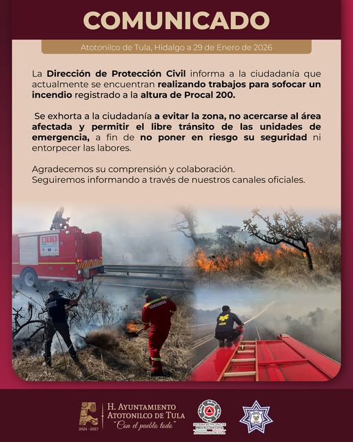 Bomberos de Atotonilco de Tula atienden reporte de incendio