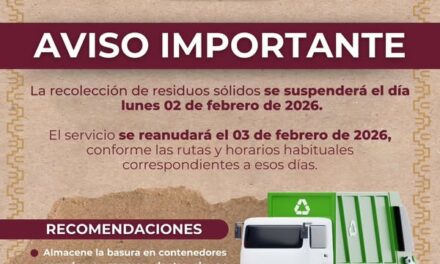 Suspenderán servicio de recolección de residuos sólidos en Tula por día festivo