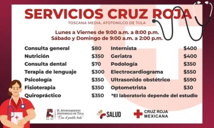 El gobierno de Atotonilco de Tula comparte los servicios que ofrece la Cruz Roja Toscana Media