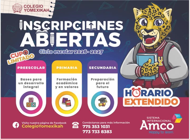 Horarios de atención 
Lunes a viernes de
 8 am  a 10 am
y de 12:30 a 15:00 hrs.
Teléfono de contacto 
773 73 383 83
WhatsApp 775 353 1031