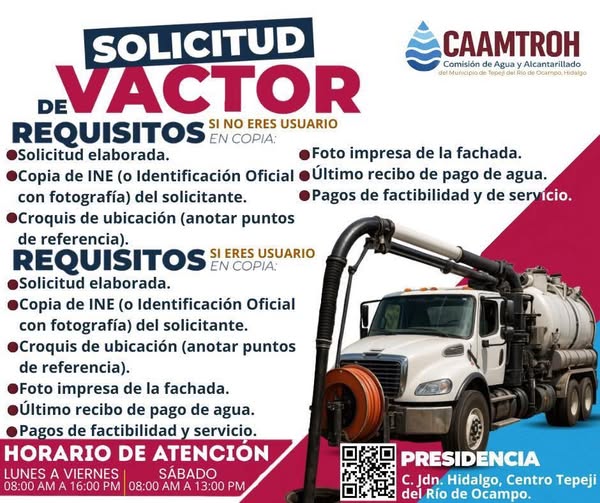 ¿Sabías que puedes contratar el servicio de equipo Vactor en la Comisión de Agua de Tepeji?
