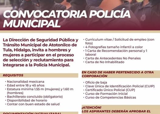 Forma parte de la Policía Municipal de Atotonilco de Tula