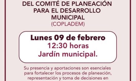 Se levará a cabo la Quinta Sesión Ordinaria del COPLADEM en Tepeji del Río