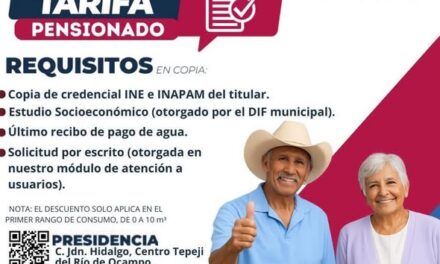 La Comisión de Agua de Tepeji ofrece 50% de descuento a pensionados y jubilados