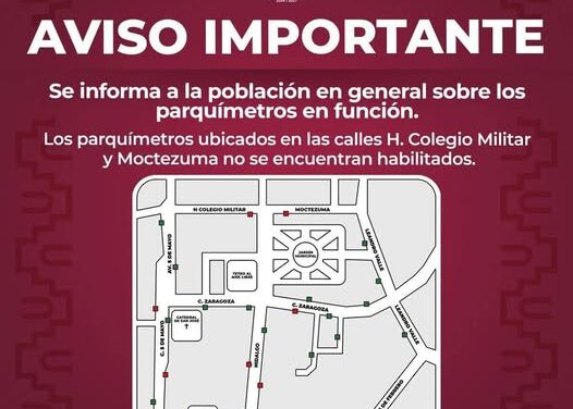 Aviso a la población sobre los parquímetros en Tula