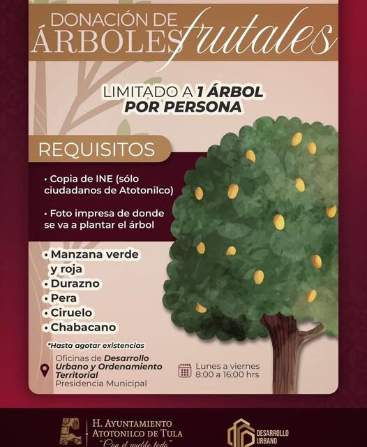 Realizan Jornada de Donación de Árboles Frutales en Atotonilco de Tula