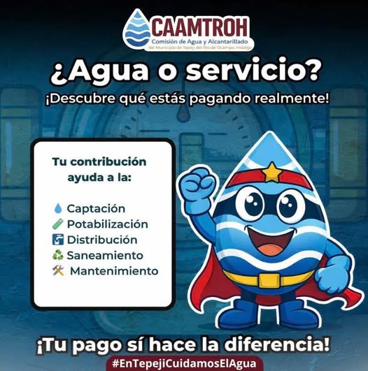 Contribuye con la mejora del servicio de agua potable en Tepeji pagando tu consumo de agua
