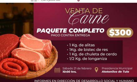 Fortalecen la economía de las familias de Atotonilco de Tula con paquetes de carne a bajo costo