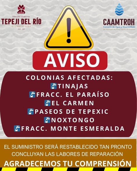 Falla en bomba provoca suspención de servicio de agua, CAAMTROH ya trabaja en arreglar el problema