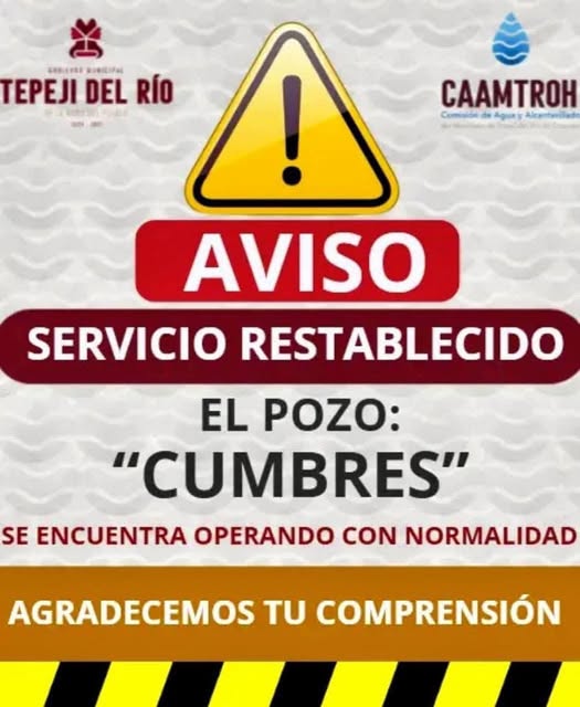 CAAMTROH conlcuye labores de reparación de bomba del pozo Cumbres