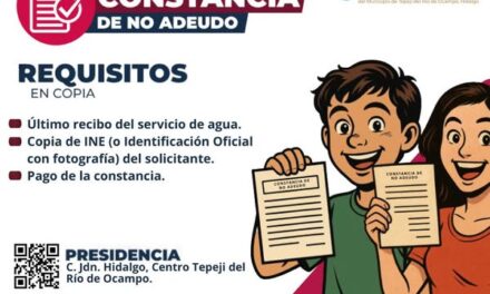 Puedes tramitar tu Constancia de No Adeudo de servicio de agua y alcantarillado en las oficinas de la CAAMTROH