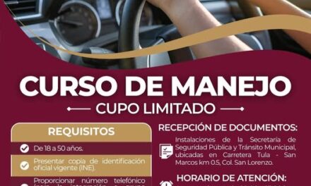 Impartiran Curso de Manejo en Tula de Allende