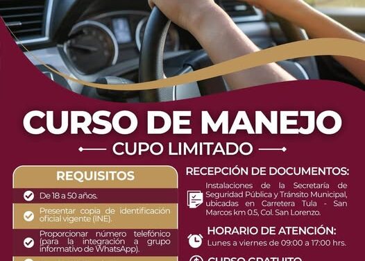 Impartiran Curso de Manejo en Tula de Allende