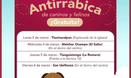Este lunes inicia la Campaña de Vacunación Antirrábica en Tepeji