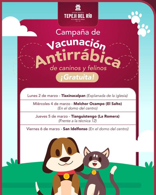 Este lunes inicia la Campaña de Vacunación Antirrábica en Tepeji