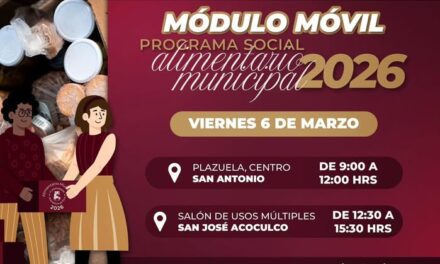 El módulo móvil de registro al «Programa Social Alimentario Municipal 2026» estará en la comunidad de San Antonio