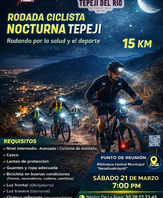Organizan rodada ciclista nocturna en Tepeji del Río