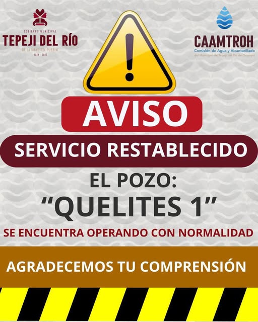 Servicio de agua en Tepeji fue restablecido tras concluir labores de reparación