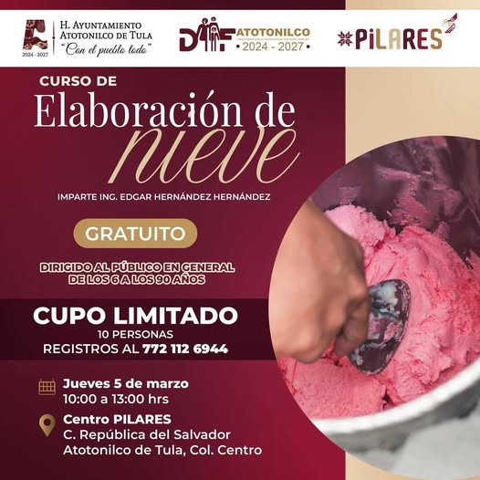 Ya hay nuevas fechas para el taller gratuito de elaboración de nieve en Atotonilco de Tula