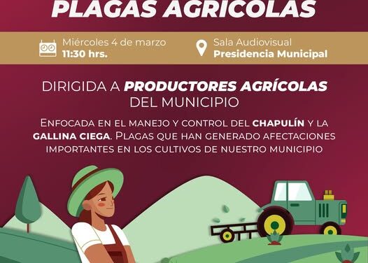 Impartirán capacitación técnoca sobre el manejo y control de plagas agrícolas en Atotonilco de Tula