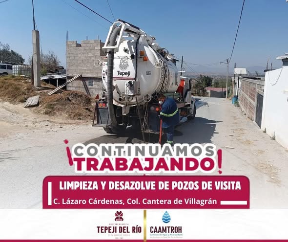 Realizan labores de desazolve y limpieza de dreane en Cantera de Villagrán