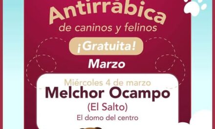 Mañana habrá Campaña de Vacunación Antirrábica en la comunidad de Melchor Ocampo, Tepeji del Río