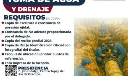 Conoce los requisitos para solicitar la conexión de agua y drenaje en Tepeji del Río