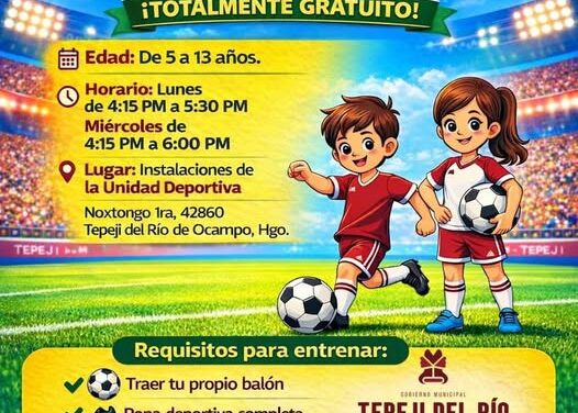 Gobierno municipal de Tepeji del Río abre escuela de fútbol infantil