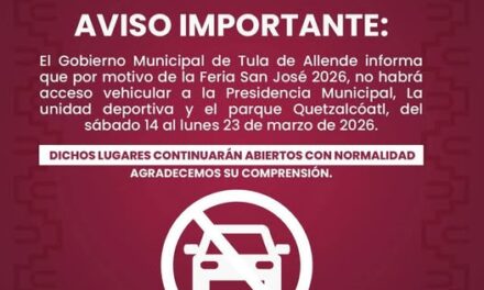 El gobierno de Tula de Allende emite el siguiente comunicado: