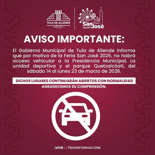 El gobierno de Tula de Allende emite el siguiente comunicado: