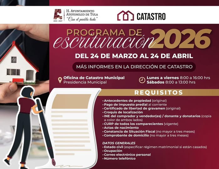 Lanzan programa de Escrituración en Atotonilco de Tula
