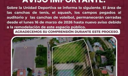 Conoce qué áreas de la Unidad Deportiva de Tula permanecerán cerradas por remodelación