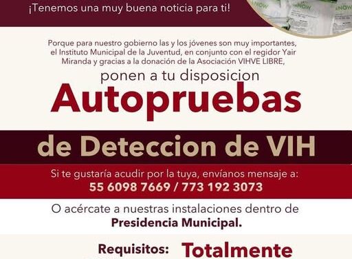 Ponen a dispocicion de la polación tepejana, autopruebas de detección de VIH