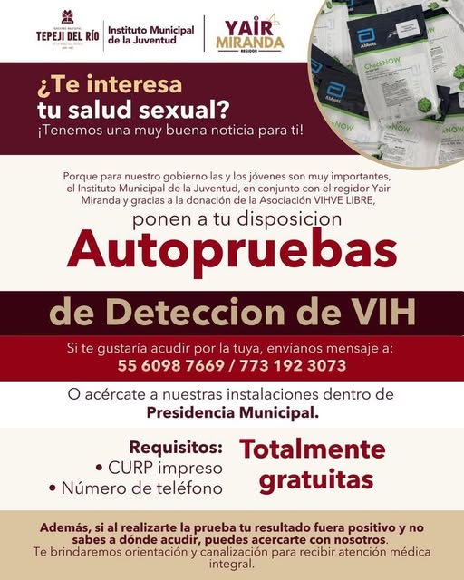 Ponen a dispocicion de la polación tepejana, autopruebas de detección de VIH