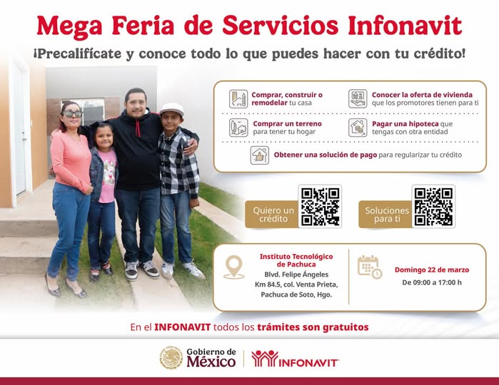 MEGA FERIA INFONAVIT EN PACHUCA ABRIRÁ REGISTRO DE VIVIENDA PARA EL BIENESTAR