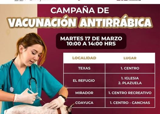 Continúa la campaña de vacunación antirrábica en Atotonilco de Tula
