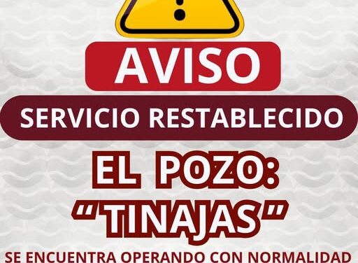Concluyen trabajos de reparación del transformador del Pozo Tinajas