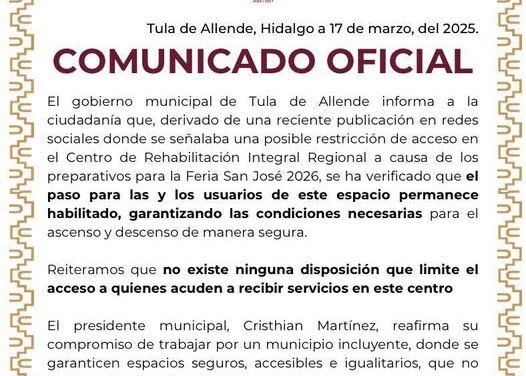 Comunicado a la población tulense