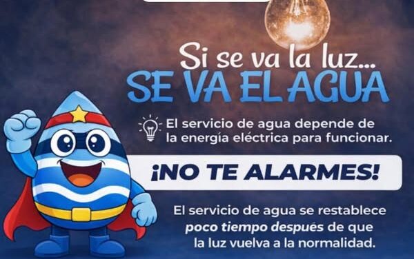 ¿Sabías que cuando se va la energía eléctrica, también puede verse afectado el suministro del agua probable?