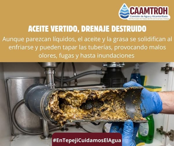 ¿Sabías que tirar aceite y grasa por el drenaje puede tapar las tuberías?