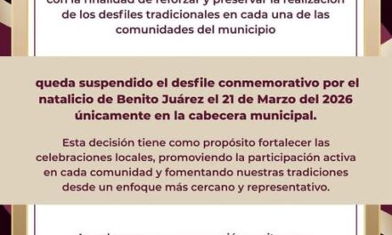 Gobierno de Tepeji informa la suspensión del Desfile de Primavera en la cabecera municipal