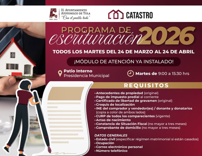 Inicia Programa de Escrituración 2026 en Atotonilco de Tula
