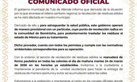 Reanudan servicio de recolección de residuos sólidos en Tula de Allende