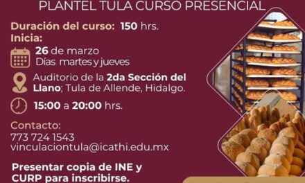 Impartirán curso de Panadería Industrial en Tula de Allende